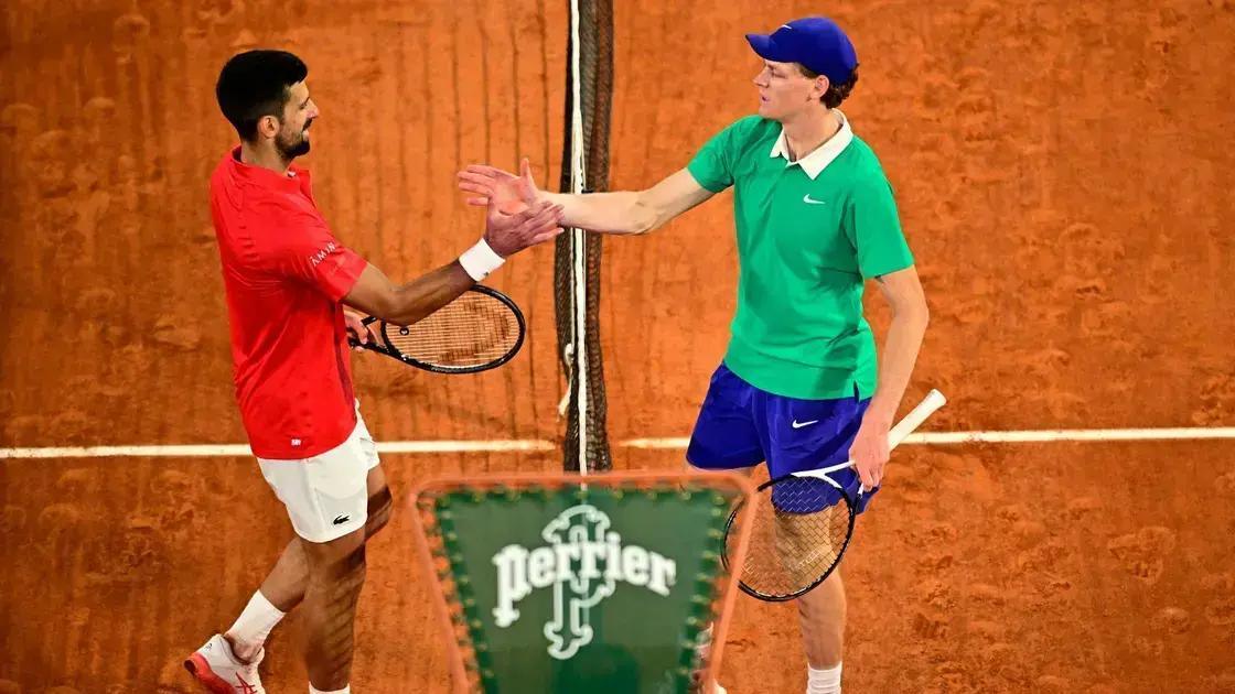 5 Momentos que marcaram a vitória de Sinner sobre Djokovic em Roland Garros